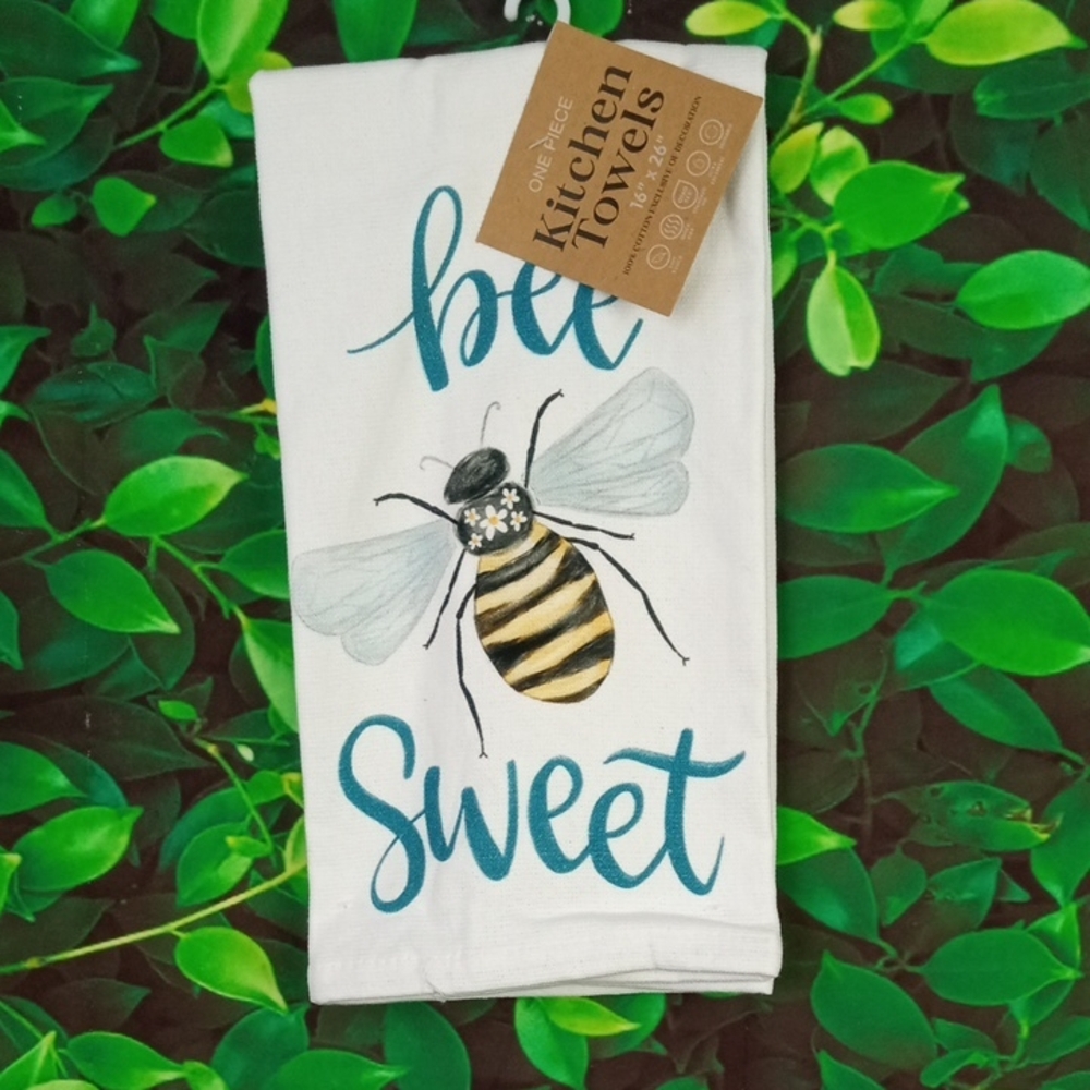 🌼🍒 Bee Sweet White Kitchen Towel